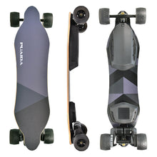 Load image into Gallery viewer, Puaida P7B Electric Skateboard - Dual Belt Drive Motors, Glow Wheels, 28 mph Top Speed, 25 Mile Max Range, Remote Included - Experience the Puaida P7, equipped with dual belt drive motors for a top speed of 28 mph, glow wheels for added style, and an impressive max range of 25 miles. Effortlessly control your ride with the included remote for a thrilling and illuminated electric skateboarding adventure.
