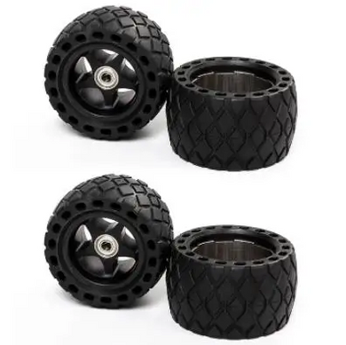Enhance Your Ride with 110mm Honeycomb Rubber AT Wheels and Sleeves Set for Electric Skateboard - Upgrade to superior all-terrain performance. The honeycomb rubber design ensures a smooth and comfortable ride, while the set includes durable sleeves for added versatility. Elevate your electric skateboard experience with this high-quality wheel set.