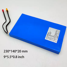 Load image into Gallery viewer, size of Premium 36V 10S Lithium-ion Battery Pack for Electric Skateboard - Powerful and reliable energy source, designed for optimal performance and extended riding range. Everything is plug and play, no soldering is required,These batteries are lithium-ion batteries made from Chinese/LG/Samsung cells with a modular BMS (Battery Management System) that protects the battery pack and keeps it running safely when operating and charging.
