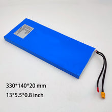 Load image into Gallery viewer, size of the Premium 36V 10S Lithium-ion Battery Pack for Electric Skateboard - Powerful and reliable energy source, designed for optimal performance and extended riding range. Everything is plug and play, no soldering is required,These batteries are lithium-ion batteries made from Chinese/LG/Samsung cells with a modular BMS (Battery Management System) that protects the battery pack and keeps it running safely when operating and charging.
