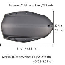 Cargar imagen en el visor de la galería, size for the battery enclosure ,Complete DIY Electric Skateboard Kit: 36V Battery, ESC Enclosure, and EV Pad - Build your electric skateboard with this all-in-one kit. Includes a powerful 36V battery, a protective enclosure for the battery and electronic speed controller (ESC), and a comfortable EV pad for a customized and high-performance ride. Take control of your DIY project and enjoy a smooth, responsive, and comfortable electric skateboarding experience.
